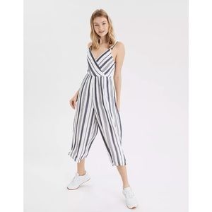 Striped Wrap Front Jumpsuit